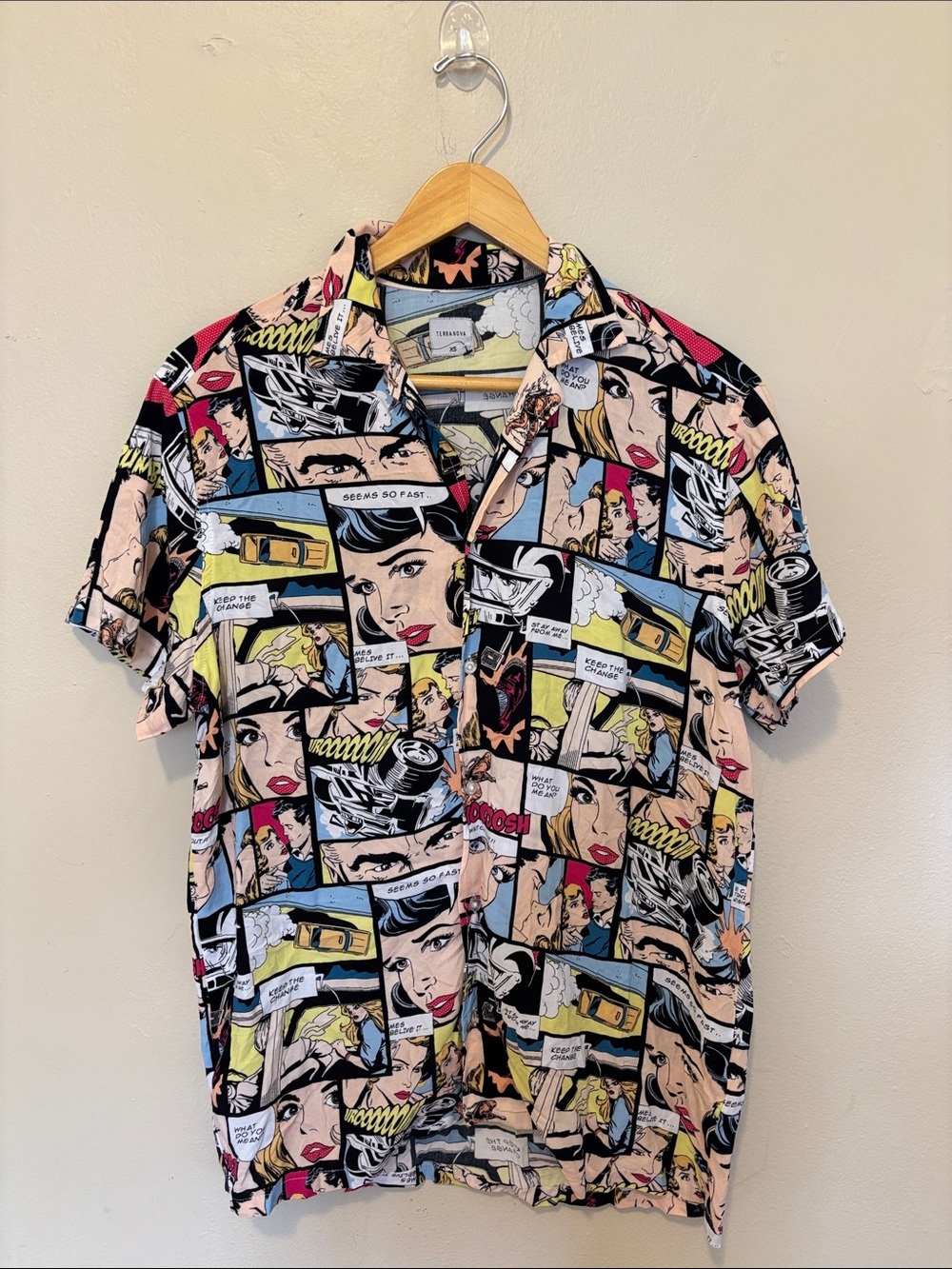 Men's Graphic Comic-Print Short Sleeve Button-Down Shirt - Multi